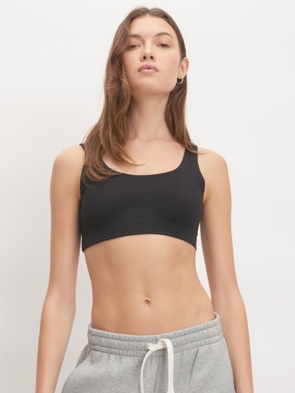Everlane Scoop Neck Perform Bra | Black | Small
